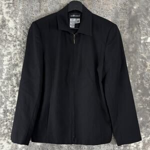 Sag Harbor Size 8 Worsted Wool Jacket Black Long Sleeve Full Zip Collar